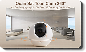 Camera Wifi Ezviz C6C 8M - 4K Siêu Rõ Nét, Quay Quét 360 độ , Đàm thoại 2 chiều, Có màu ban đêm, Phát hiện người AI - hàng chính hãng