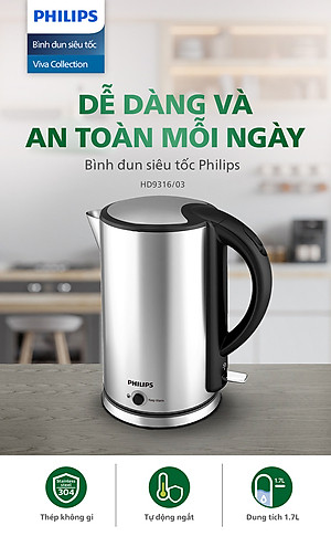 Bình Đun Siêu Tốc Philips HD9316 (1.7L) - Hàng chính hãng