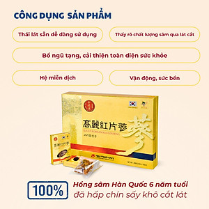 Hộp 10 Gói Hồng sâm 6 năm Daedong Korea thái lát, sấy khô - Sliced Korean Red Ginseng (20 g x 10)