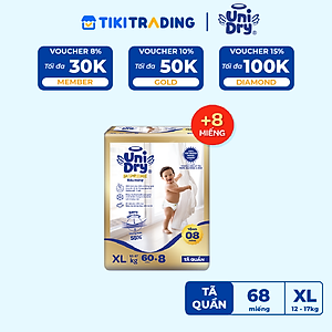 [Mẫu mới] Tã quần Unidry G3X Supreme siêu mỏng size XL - 60+8 miếng