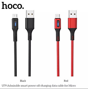 hoco u79 dây sạc tự ngắt điện khi đầy micro usb 2.4a dài 1m - cáp sạc nhanh bọc dù có đèn led cho samsung oppo xiaomi giao mầu ngẫu nhiên - hàng chính hãng