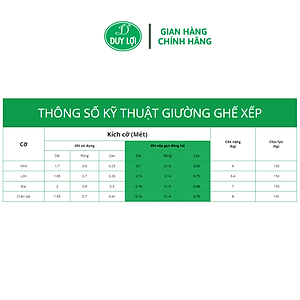 GHẾ - GIƯỜNG XẾP  DUY LỢI THÉP CHÂN DÀI (TẶNG 10 MÓC ÁO KÉP NHỰA CAO CẤP DUY LỢI)