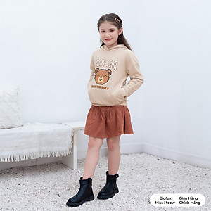Áo nỉ cho bé gái BIGFOX MISS MEOW size đại mùa thu đông có mũ giữ ấm in Gấu kiểu Hàn cỡ trẻ em 7-15 tuổi 30kg 45kg 1975