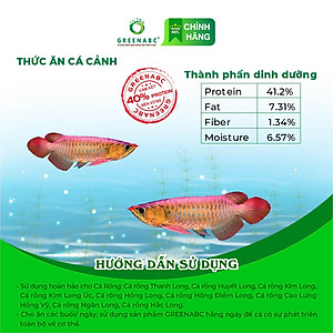Thức ăn Cá Rồng GREENABC - Protein 40, tăng size, tăng màu, tăng đề kháng, vảy rực rỡ - Hộp 350g