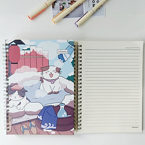Sổ tay lò xo mèo A5 160 trang Bộ sưu tập sổ ghi chép mẫu mèo Nhật Bản anime học sinh-B113