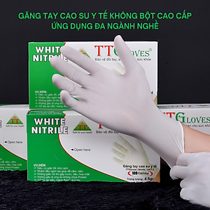 Găng Tay Y Tế Size S Không Bột Nitrile TTGLOVES Màu Trắng (100 Chiếc/hộp)
