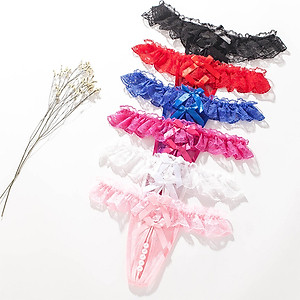 Combo 2 Quần Lót Lọt Khe Phối Ren Hở Đáy Đính Hạt Ngọc Trai Gợi Cảm Cho Nữ (màu ngẫu nhiên) LYEQ059