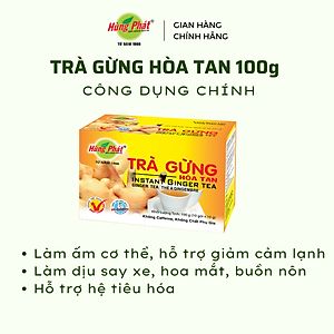 Trà Gừng Hòa Tan Hỗ Trợ Giảm Chóng Mặt Buồn Nôn Làm Ấm Cơ Thể Hộp 10 gói - Thương Hiệu Hùng Phát