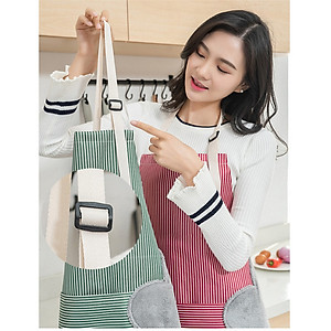 Tạp Dề Chống Thấm Nước, Dầu Mỡ Phong Cách Hàn Quốc Dễ Thương Kèm Khăn Lau Tay Chống Thấm Nước