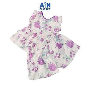 Bộ quần áo ngắn Bé gái họa tiết hoa tím quần váy cotton boi dệt - AICDBGHXX7SZ - AIN Closet