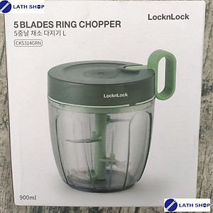 Dụng Cụ Băm Nhỏ Thực Phẩm, Xay Cắt Rau Củ, Nghiền Thịt Bằng Tay LocknLock CKS-314GRN (900ml) - Màu Xanh