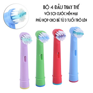 Cho máy Oral-B Braun,  Bộ 4 đầu bàn chải đánh răng điện - Trẻ em, cho mọi loại máy - EB10A