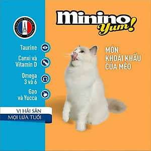 Thức ăn mèo Minino Yum cho mọi lứa tuổi vị hải sản gói 1.5kg