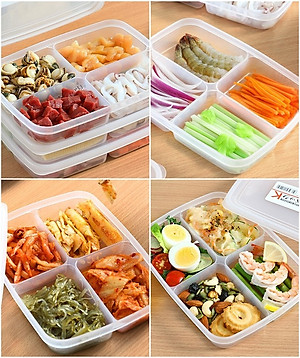 Hộp nhựa bảo quản thực phẩm đa năng và tiện lợi có chia 4 ngăn Nakaya - Hàng nội địa Nhật Bản.