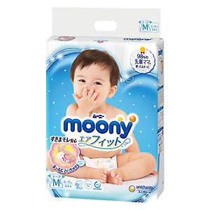 Tã dán moony xanh nội địa Nhật Bản size M dán 64 miếng ( cho bé 6-11kg)