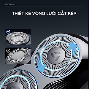 Máy cạo râu Enchen Mini 6s, Cạo râu khô & ướt nút cảm ứng, Đầu cạo nổi 28 lưỡi dao kép tự mài - Hàng nhập khẩu