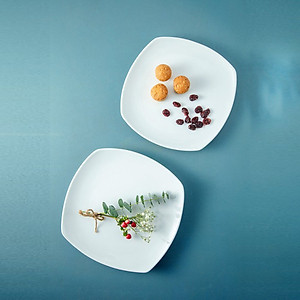 Đĩa vuông bầu Long Phương bằng sứ trắng cao cấp