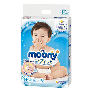 Bỉm - Tã dán Moony Blue size M 64 miếng (Cho bé 6~11kg)