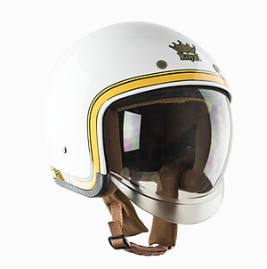 Nón bảo hiểm 3/4 kính âm Royal M139 tem V10 trắng viền vàng cao cấp  - Lót tháo rời - Kính che hết mặt