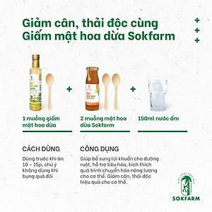 Dấm mật hoa dừa Sokfarm - Bổ sung lợi khuẩn, kích thích tiêu hóa, hỗ trợ giảm đau cho người bị GUT, lên men tự nhiên trong vòng 6 tháng