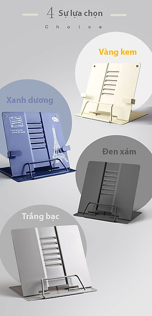 Giá Đỡ đỡ sách, đọc sách, đỡ điện thoại máy tính bảng đa năng chống cận Hợp Kim Nhôm Cao Cấp có thể điều chỉnh chiều cao. Hỗ Trợ Chống Mỏi Cổ, Vai, Gáy. Hàng Chính Hãng KitAcoom