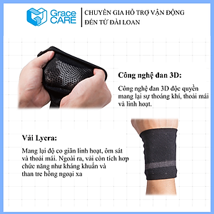 Đai Hỗ Trợ Cổ Tay Grace Care WD320 – Vải Dệt 3D Thoáng Khí, Co Giãn, Hỗ Trợ Vận Động, Thể Thao Nhẹ
