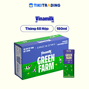 Thùng 48 Hộp Sữa Tươi Tiệt Trùng Vinamilk Green Farm Rất ít đường - Lốc 4 Hộp 180ml