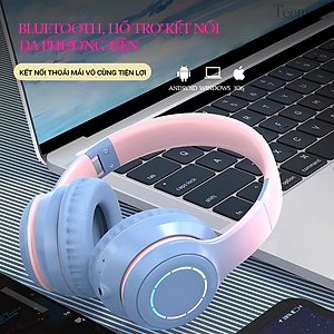 Tai Nghe Chụp Tai Bluetooth Không Dây Gaming, Tai Nghe Bluetooth Chụp Tai Có Mic Đàm Thoại Tiện Lợi, Tai Nghe Bluetooth Có Đèn LED , Pin Cực Khỏe BluetoothCao Cấp - Hàng Chính Hãng TEEMENT