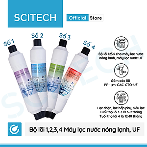 Bộ lõi số 1,2,3,4 K-Pro Series by Scitech (Lõi PP-GAC-CTO-UF) dùng cho máy lọc nước nóng lạnh, máy lọc nước UF - Hàng chính hãng