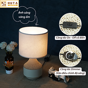 Đèn Ngủ Để Bàn Gốm Sứ Cao Cấp HUTA S14 Vân Màu Gỗ Độc Đáo Sang Trọng, Decor Trang Trí Phòng Ngủ, Khách Sạn, Đọc Sách Đầu Giường, Điều Chỉnh Độ Sáng, Ánh Sáng Vàng
