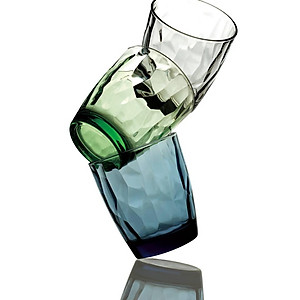 Bộ 6 ly thủy tinh Bormioli Rocco Diamond 300ml – Ly uống nước cao cấp | Màu trắng – xanh biển – tím