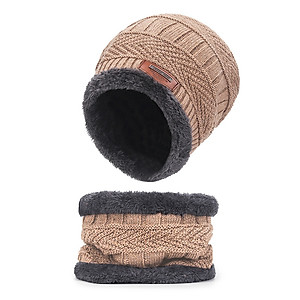 Nón len kèm khăn có lót lông cực ấm cho cả nam và nữ
