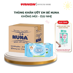 Thùng Khăn Ướt Em Bé NUNA Không Mùi 100 Miếng/Bao 24 Bao/Thùng