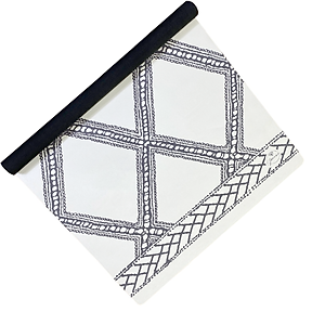 Thảm tập yoga du lịch cao cấp chính hãng Yvonne, White Navy (TẶNG KÈM 3 PHẦN QUÀ) dày 1,5mm gấp gọn, bề mặt nhám, siêu bám, ưa mồ hôi, dễ vệ sinh, chất liệu cao su tự nhiên, kích thước 183cm x 66cm, nặng 1,2kg