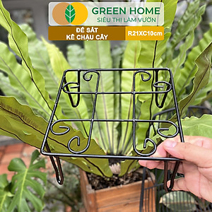 Đế Kê Chậu Cây Greenhome, R21xc10cm, Bằng Sắt Sơn Tĩnh Điện, Màu Đen, Uốn Mỹ Nghệ, Bền, Đẹp, Nhiều Hình Dạng Lựa Chọn