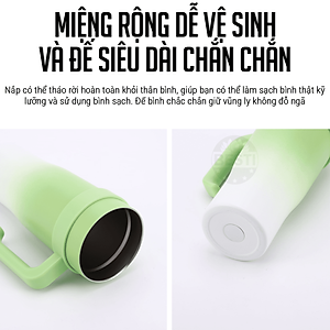Ly Giữ Nhiệt Inox 304 Cao Cấp Besti - Tặng Kèm Ống Hút Không Gỉ, Ticker 3D, Bình Giữ Nhiệt Có Tay Cầm (1200ml) - Hàng Chính Hãng 