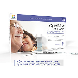 QuickVue Covid-19 Test nhanh tại nhà - Hộp 25 kit (lấy mẫu mũi chỉ 1.5 - 2cm không gây đau) - Hàng Mỹ chính hãng