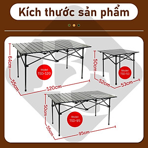 Bàn cắm trại gấp màu đen model TSD,có nhiều Size:53,95,120cm,đa năng,dễ mang theo, dã ngoại,có thể gập lại