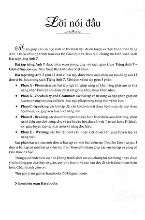 Bài Tập Tiếng Anh 7 - Có Đáp Án (Dùng Kèm SGK Tiếng Anh 7 Global Success) - HASA