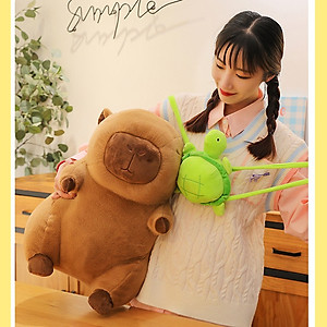 Gấu Bông Chuột Capybara Đeo Túi Rùa - Capybara Đáng Yêu Quà Tặng Bạn Gái Đồ Chơi Nhồi Bông Cao Cấp