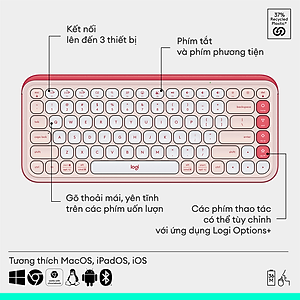 Bàn phím Bluetooth không dây Logitech POP ICON KEYS - Hàng Chính Hãng