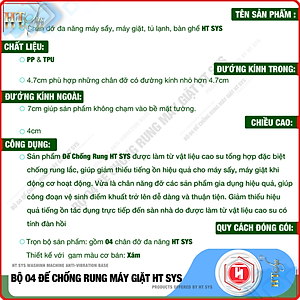 Bộ 04 chân đế cao su chống rung máy giặt   - HT SYS - Đế chống rung máy giặt - Đế chống ồn máy giặt, máy sấy,tủ lạnh, bàn ghế - Giao màu ngẫu nhiên