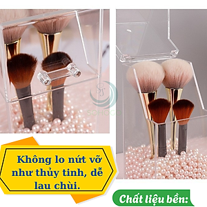 Hộp Đựng Cọ Trang Điểm Ngọc Trai Acrylic- Hộp Cọ Trong Suốt Sang Trọng- Lọ Đựng Cọ Kèm Hạt Trang Trí 3D- Hộp Makeup Brush Holder Cao Cấp- Hộp Đựng Cọ Trang Điểm Hạt Ngọc Tinh Tế