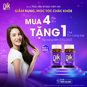 [Tặng Hộp 15v] Combo 4 Hộp 30v - Viên Uống Mọc Tóc Qik Hair For Women Ecogreen Giảm Rụng Tóc Cho Nữ