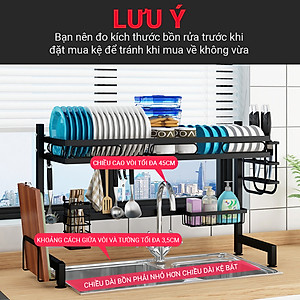 Kệ chén bát đa năng VANDO kích thước 1 tầng 95cm bằng thép carbon cao cấp không gỉ, giá để bát trên bồn rửa ráo nước cho nhà bếp sạch sẽ
