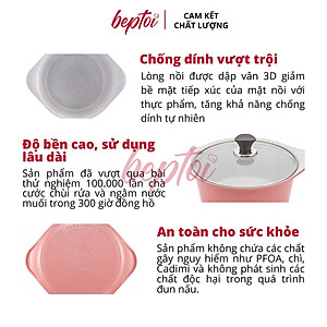 Nồi đúc chống dính Ceramic vân đá đáy từ Green Cook GCS02 Hồng Pastel 