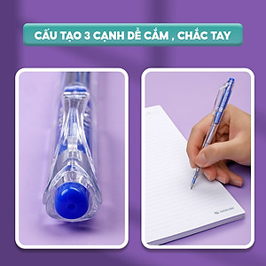 Combo 5/10/20 Bút bi Thiên Long FO-03 ngòi 0.5mm mực xanh đỏ đen cấu tạo 3 cạnh dễ cầm mực không độc hại tiêu chuẩn quốc tế