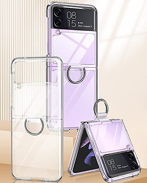 Ốp lưng chống sốc trong suốt kèm iring cho Samsung Galaxy Z Flip 3 hiệu Likgus Cover Ring (chất liệu cao cấp, thiết kế iring chống rơi rớt) - hàng nhập khẩu