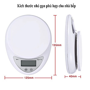 Cân Tiểu Ly Điện Tử Mini Nhà Bếp Cân Thực Phẩm Loại 5Kg Tiện Lợi Cân Tiểu Ly Điện Tử Nhà Bếp Mini Làm Bánh Đồ Ăn Nguyên Liệu Chính Xác Cao Tặng Kèm Pin