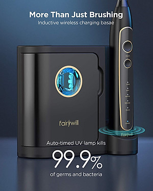 Bàn chải đánh răng điện Fairywill FW2056, phiên bản cao cấp nhất của Fairywill với dock khử khuẩn bằng tia UV